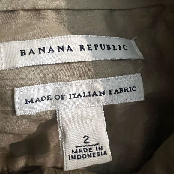 Banana Republic size 2 tan color gauze button down shift dress - Picture 5 of 11